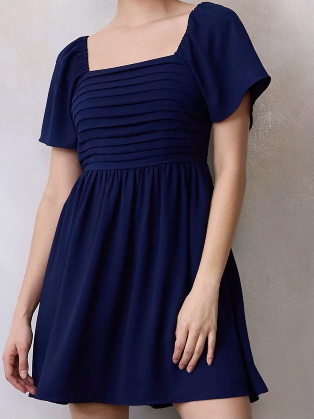 LC Lauren Conrad Navy Pleated Bodice Mini Dress Womens S NWT
